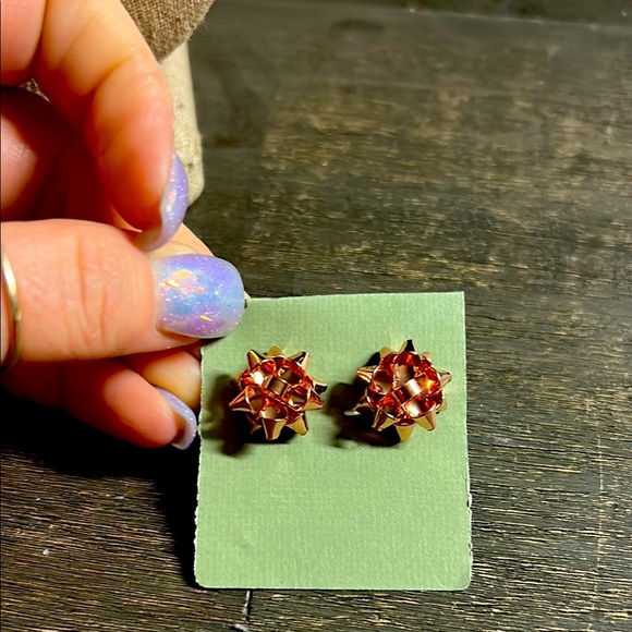 Elegant Rose Gold Gift Bow Earrings - Picture 1 of 2